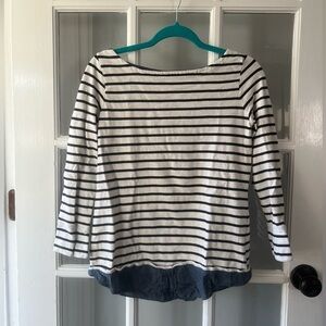 4/$20 🦋 Ann Taylor Loft Boatneck Nautical Striped Top 3/4 Sleeve Shirt XS